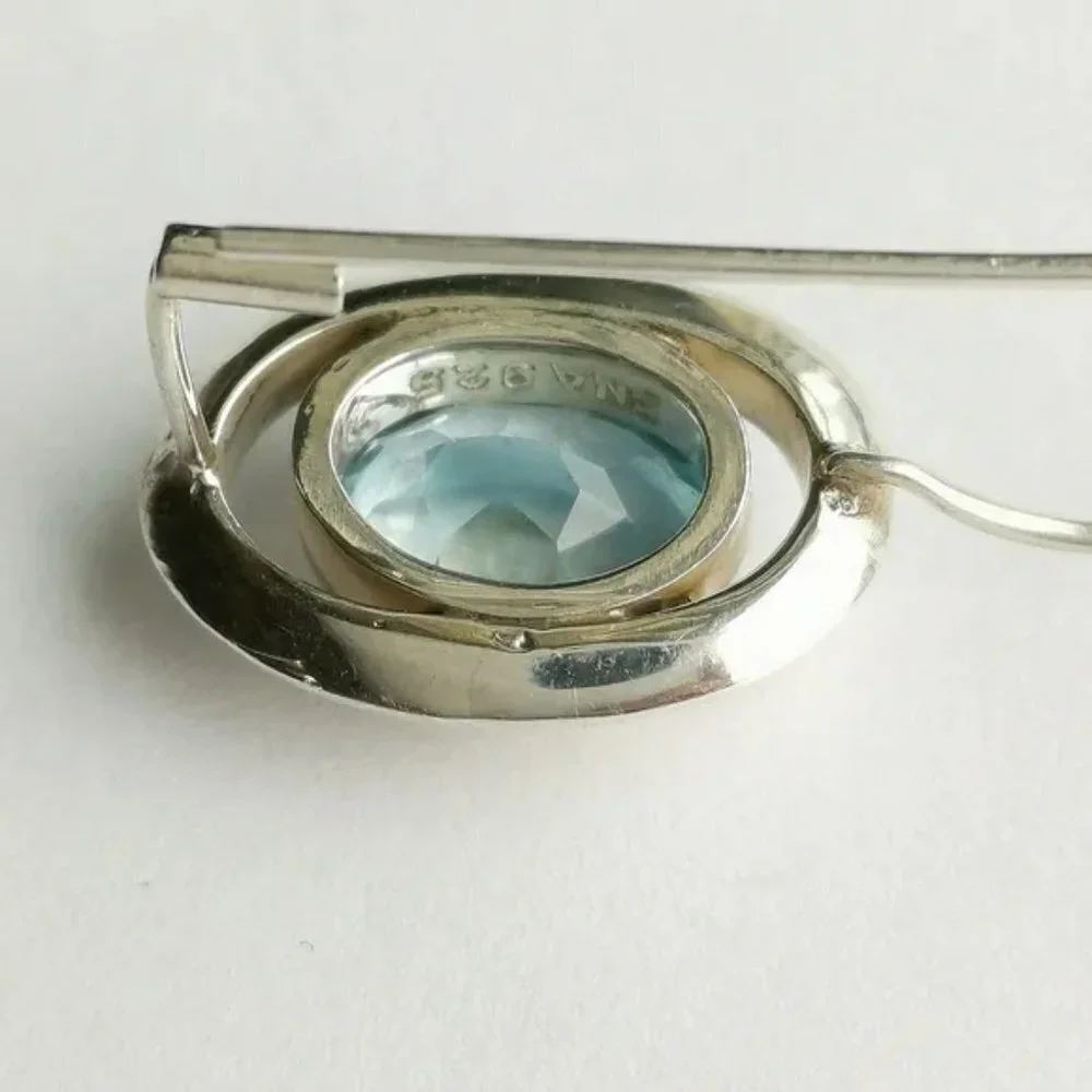 NWT modernist sterling silver Sky Blue Topaz earrings